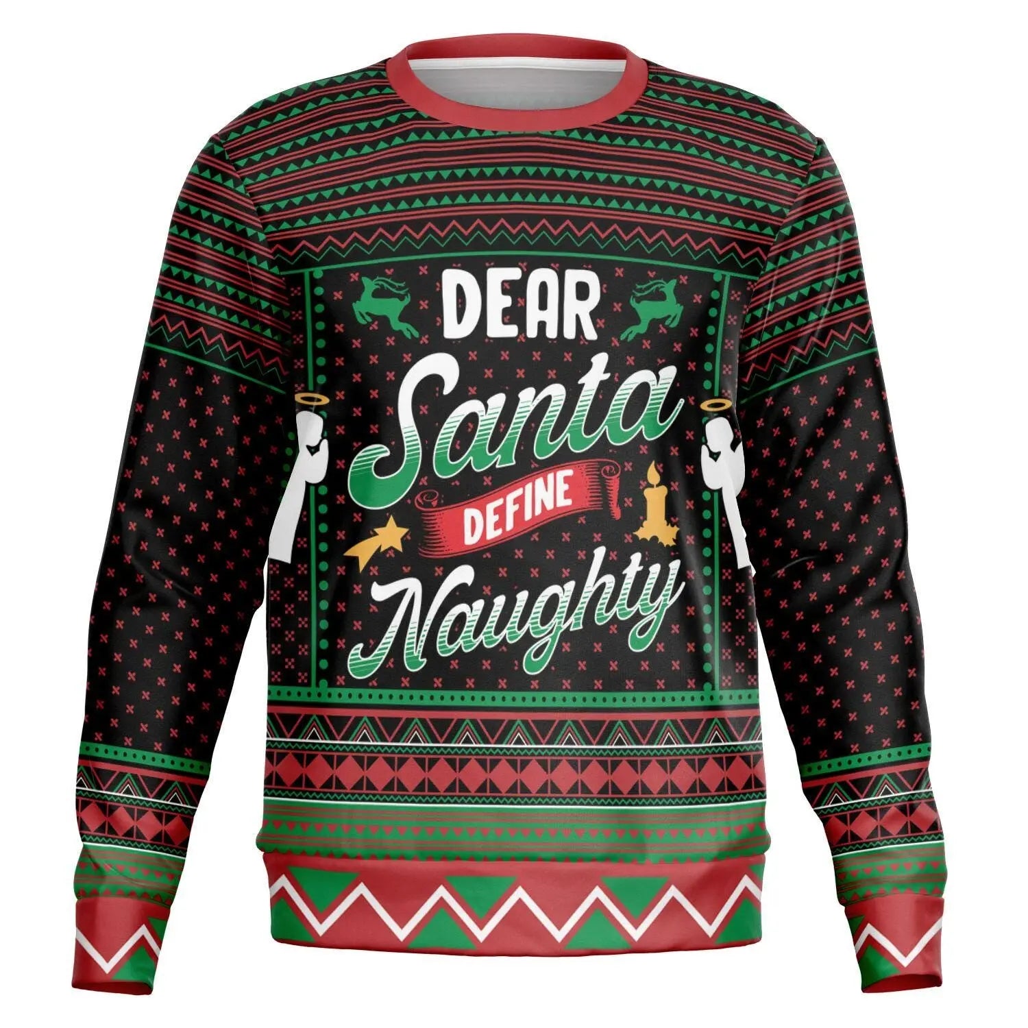 Naughty Dear Santa Sweatshirt Funny Colorful Christmas Gift for Family Holiday Subliminal Design Cozy Xmas Top - Toddcraft