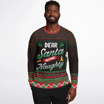 Naughty Dear Santa Sweatshirt Funny Colorful Christmas Gift for Family Holiday Subliminal Design Cozy Xmas Top - Toddcraft