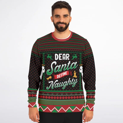 Naughty Dear Santa Sweatshirt Funny Colorful Christmas Gift for Family Holiday Subliminal Design Cozy Xmas Top - Toddcraft