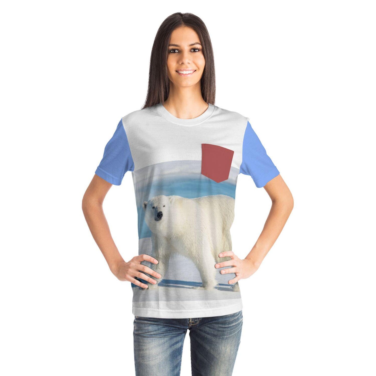 Polar Bear Pocket T-Shirt Sublimation AOP Design Customizable Vibrant All Over Print Tee Unique Gift - Toddcraft