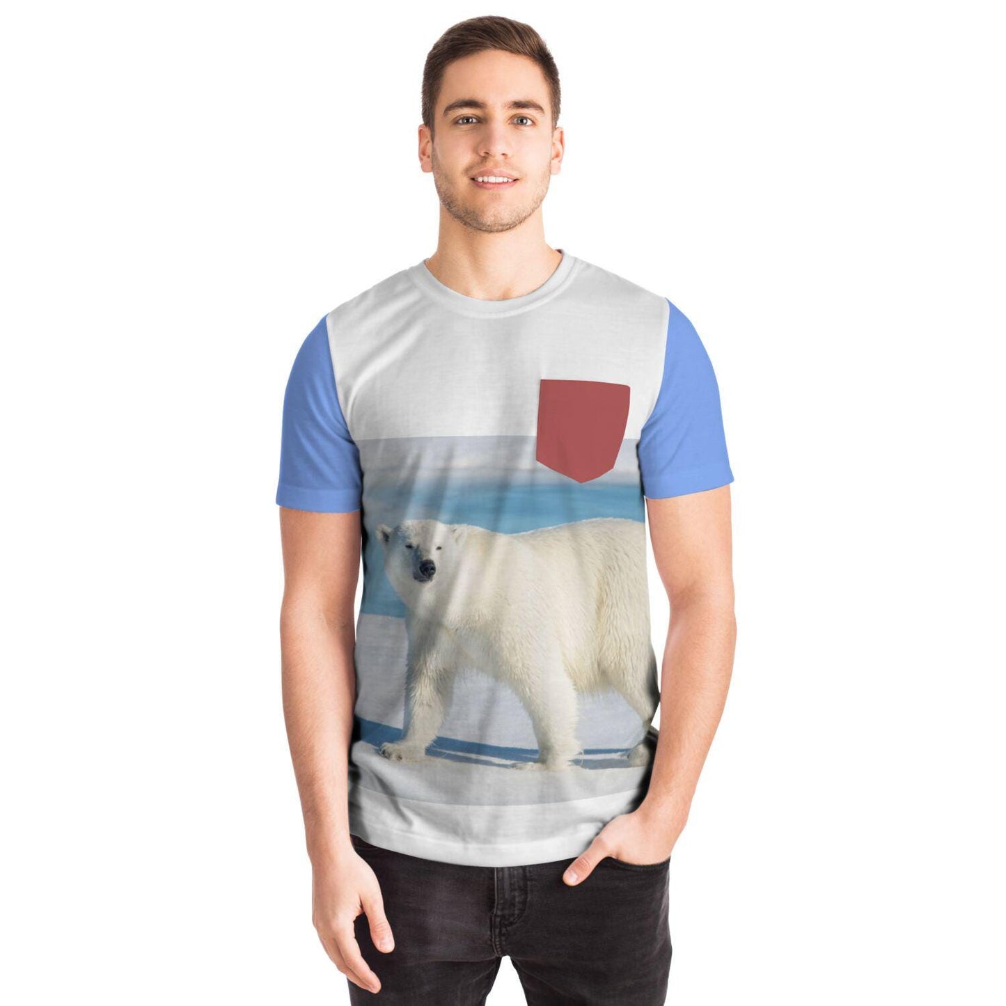 Polar Bear Pocket T-Shirt Sublimation AOP Design Customizable Vibrant All Over Print Tee Unique Gift - Toddcraft