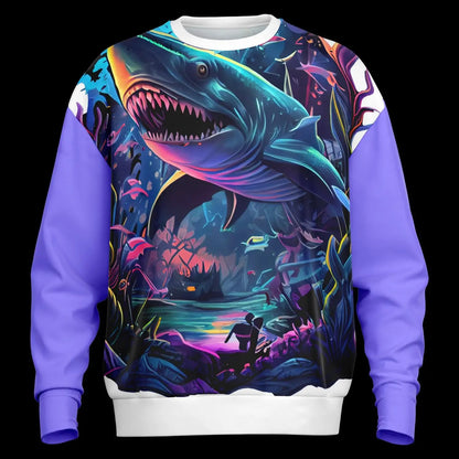 Shark Oversized Sweatshirt Heavyweight Pullover AOP Graphic Hoodie Casual Loose Fit Cozy Top - Toddcraft