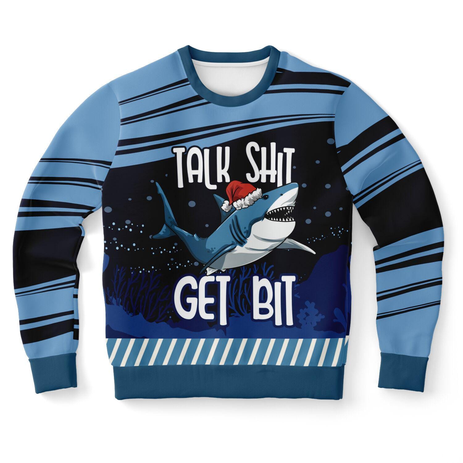 Shark Sweatshirt Funny Talk Shit Get Bit Hoodie with Santa Hat  Humorous Adult Gift & Grown Kids Subliminal Images - Toddcraft