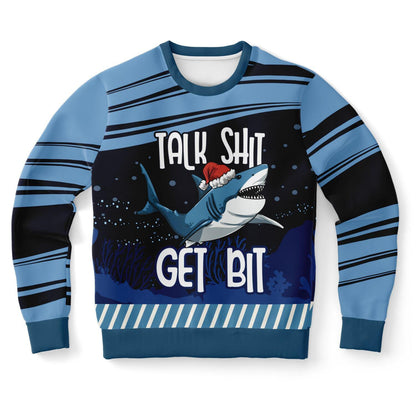 Shark Sweatshirt Funny Talk Shit Get Bit Hoodie with Santa Hat  Humorous Adult Gift & Grown Kids Subliminal Images - Toddcraft