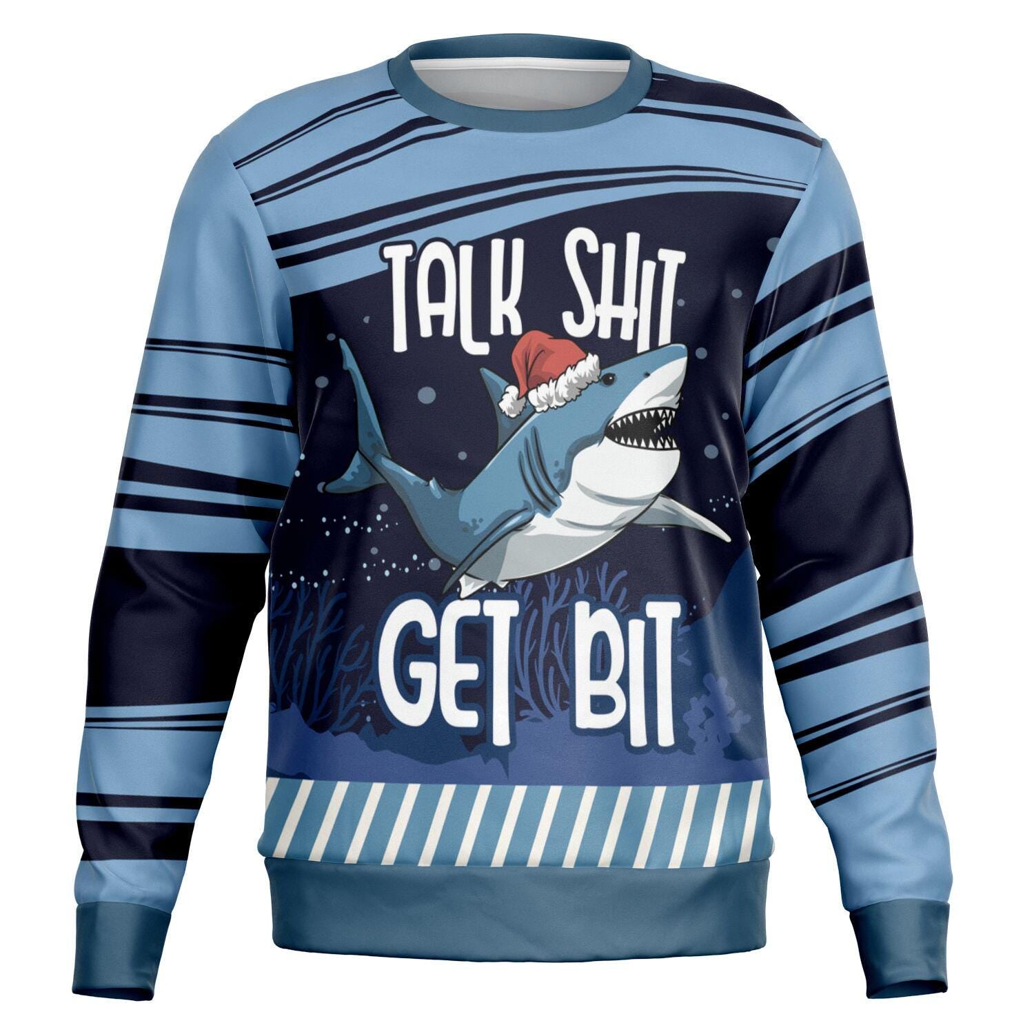 Shark Sweatshirt Funny Talk Shit Get Bit Hoodie with Santa Hat  Humorous Adult Gift & Grown Kids Subliminal Images - Toddcraft