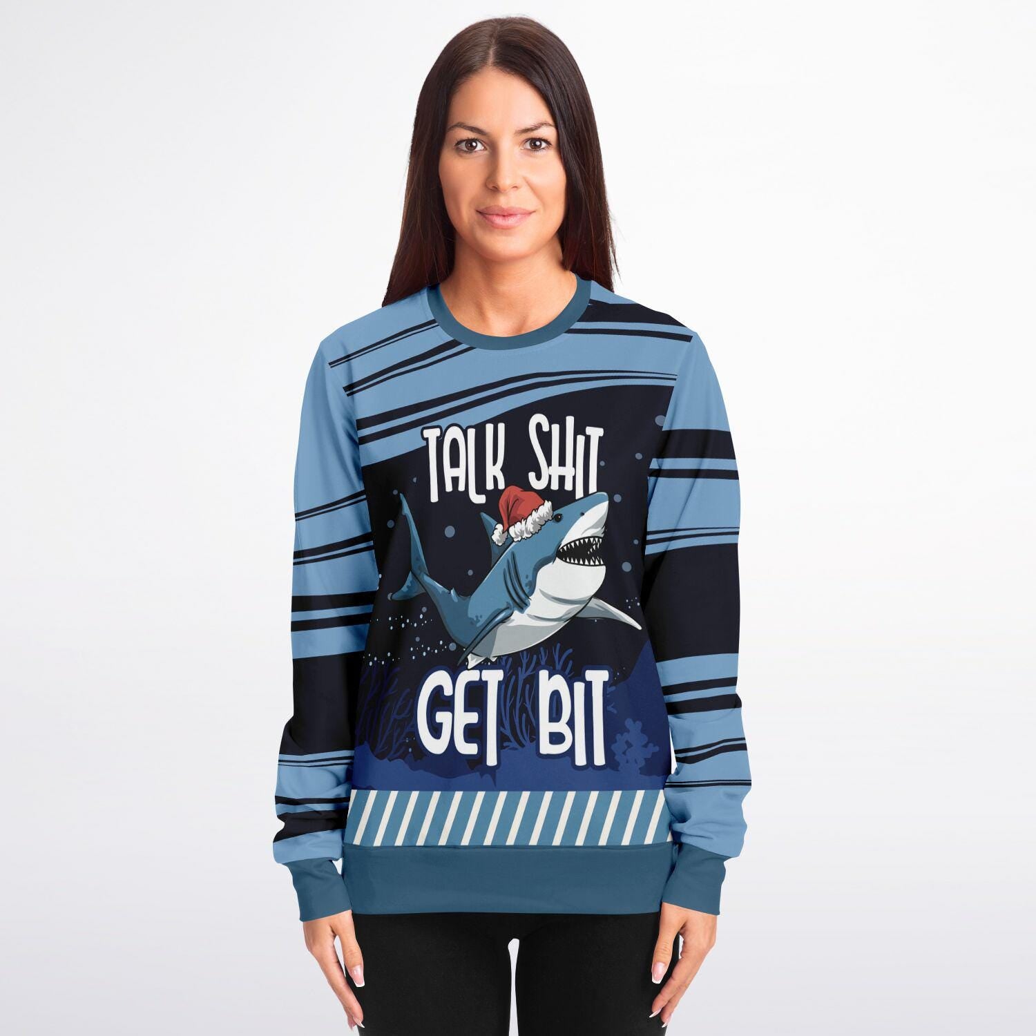 Shark Sweatshirt Funny Talk Shit Get Bit Hoodie with Santa Hat  Humorous Adult Gift & Grown Kids Subliminal Images - Toddcraft