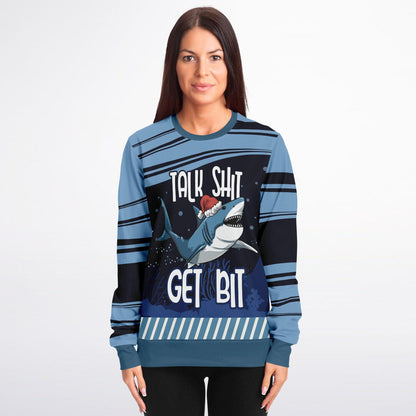 Shark Sweatshirt Funny Talk Shit Get Bit Hoodie with Santa Hat  Humorous Adult Gift & Grown Kids Subliminal Images - Toddcraft