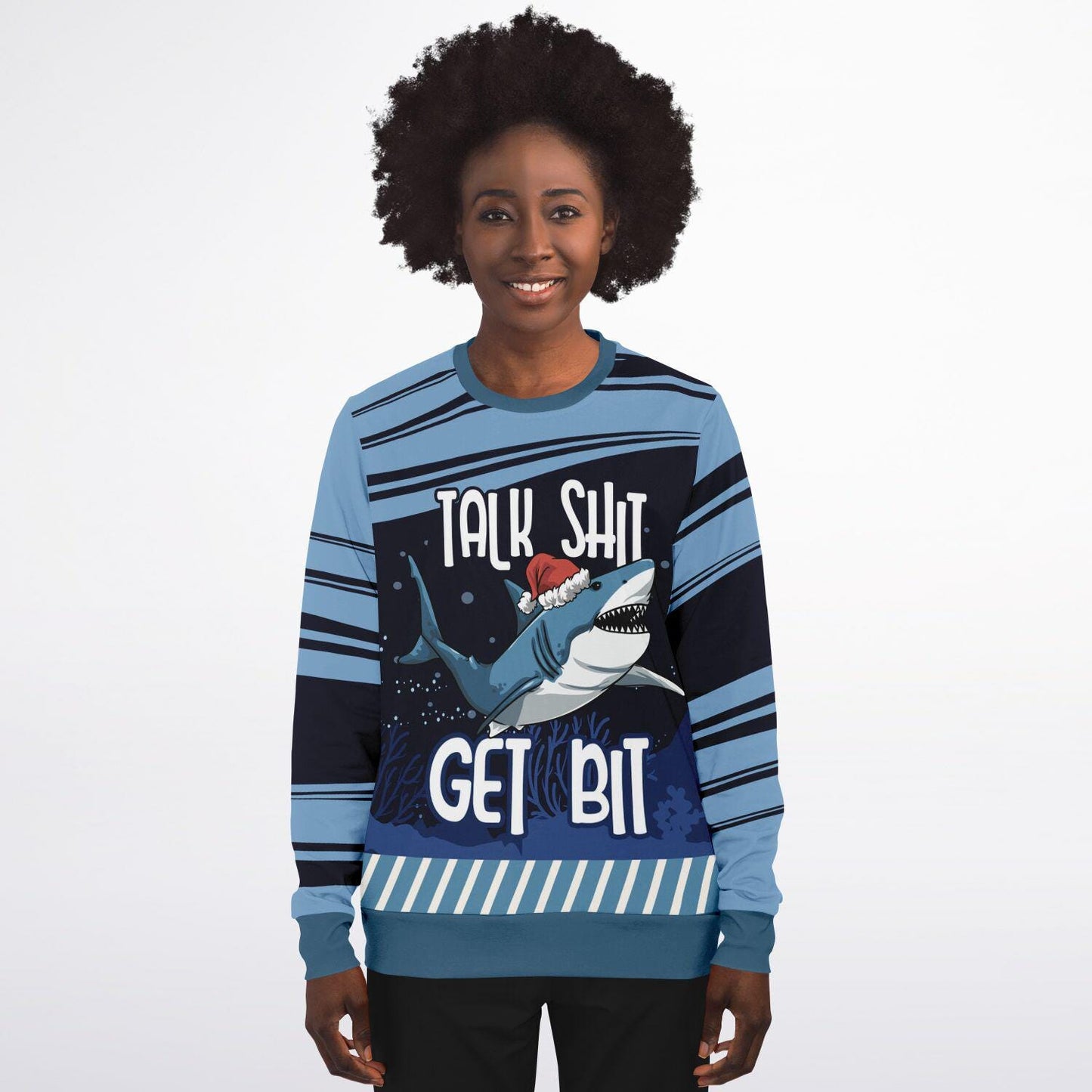 Shark Sweatshirt Funny Talk Shit Get Bit Hoodie with Santa Hat  Humorous Adult Gift & Grown Kids Subliminal Images - Toddcraft