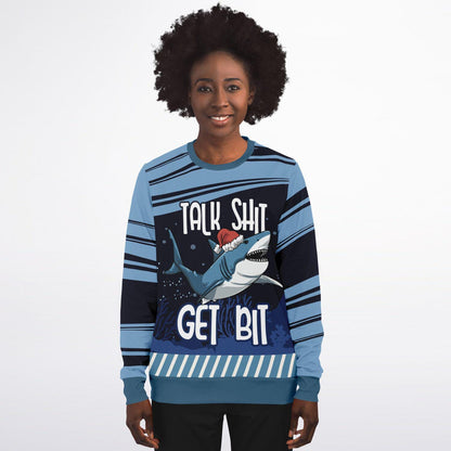 Shark Sweatshirt Funny Talk Shit Get Bit Hoodie with Santa Hat  Humorous Adult Gift & Grown Kids Subliminal Images - Toddcraft