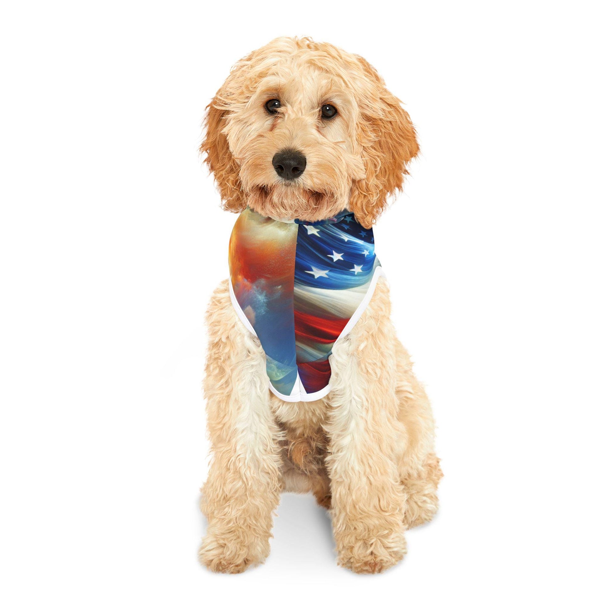 Pet Hoodie Red White & Blue American Flag Independence Day Shirt for Proud Pets Unique Design - Toddcraft