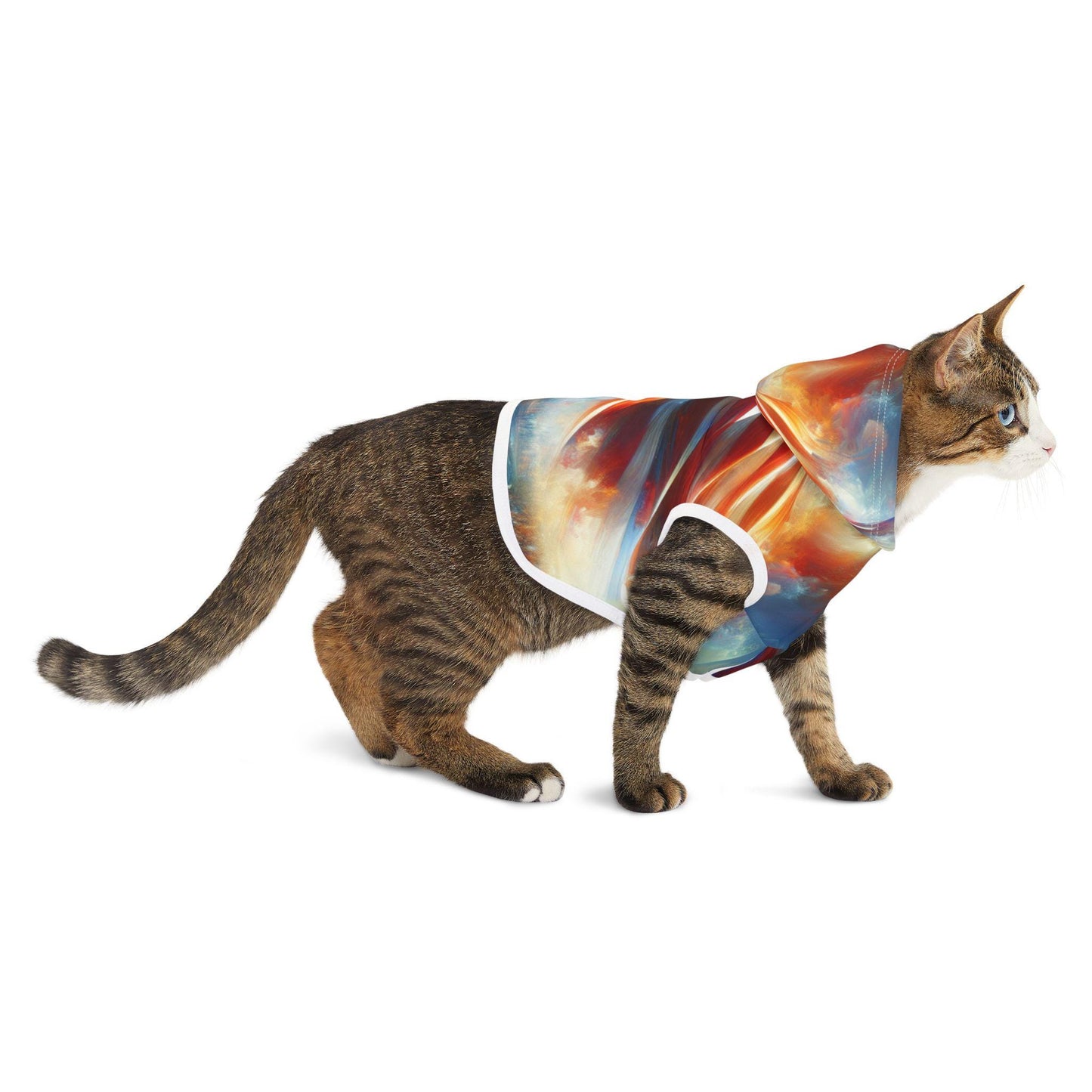 Pet Hoodie Red White & Blue American Flag Independence Day Shirt for Proud Pets Unique Design - Toddcraft