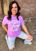 Neon violet graphic tee with 