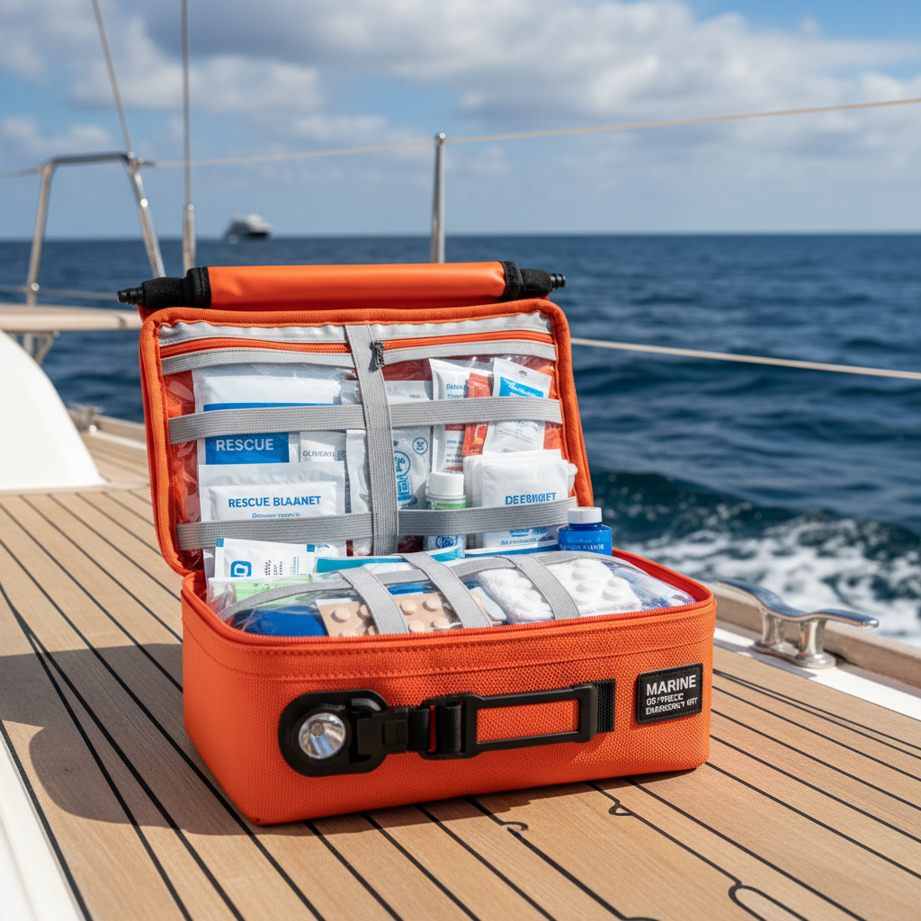 First aid kit open showing contents