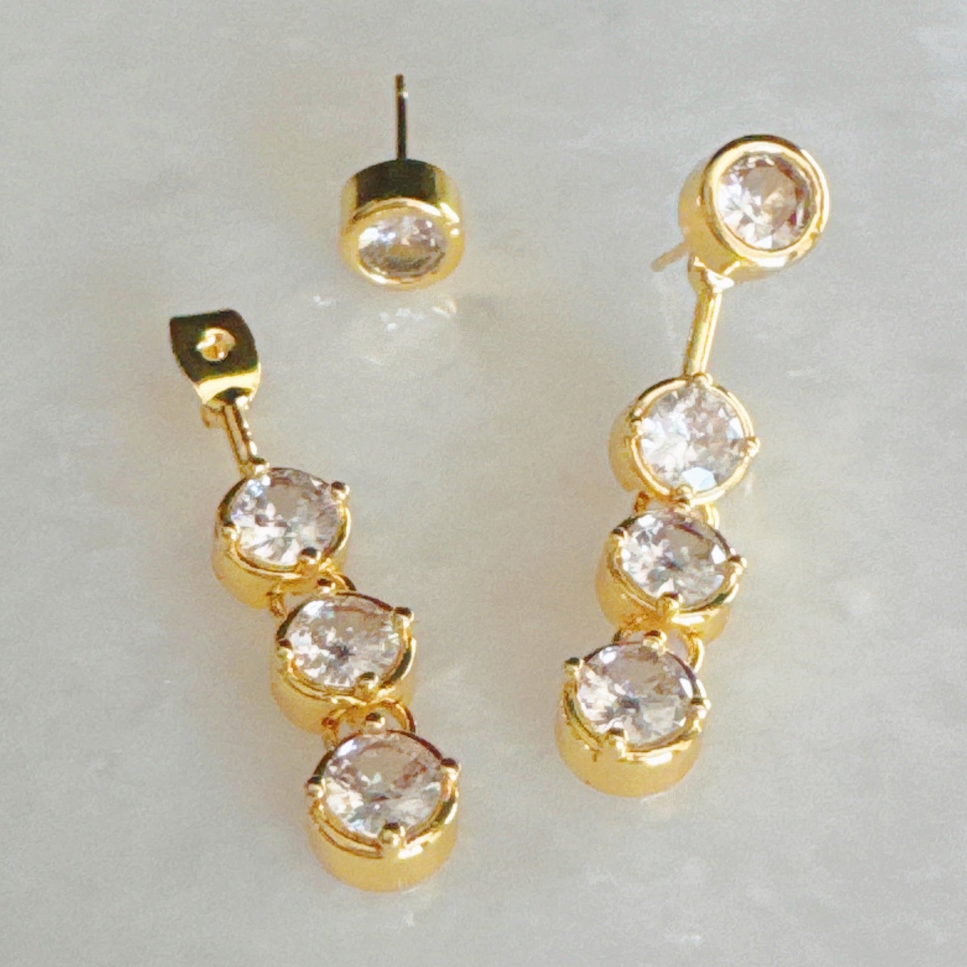 Backdrop Bezel Earrings – Dainty Drop Earrings for Women, Minimalist Gold or Silver Jewelry - Toddcraft