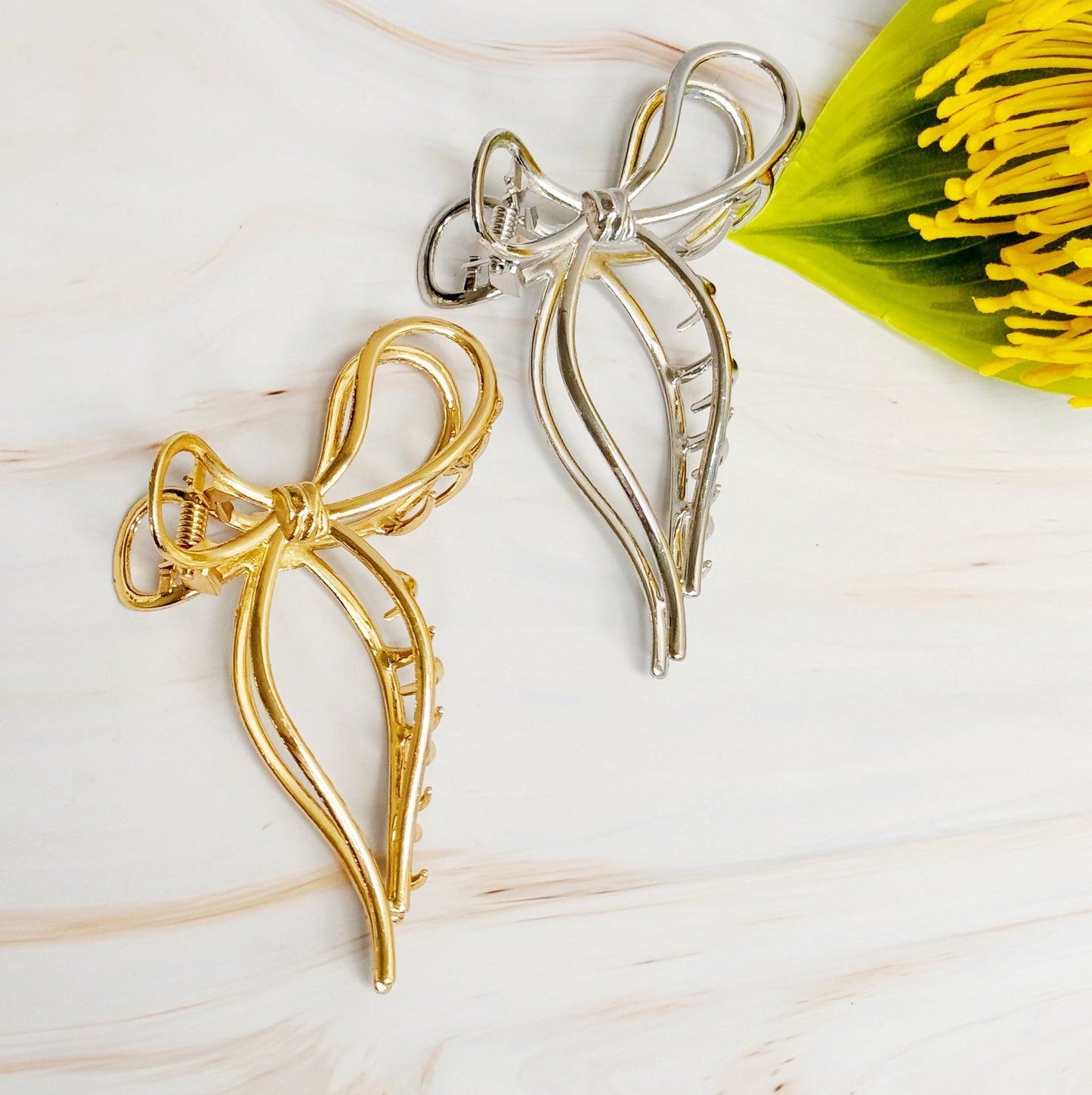 Metal Bow Hair Claw Set Of 2 | Fashionable Hair Accessories - Toddcraft