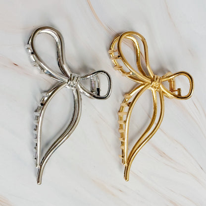 Metal Bow Hair Claw Set Of 2 | Fashionable Hair Accessories - Toddcraft