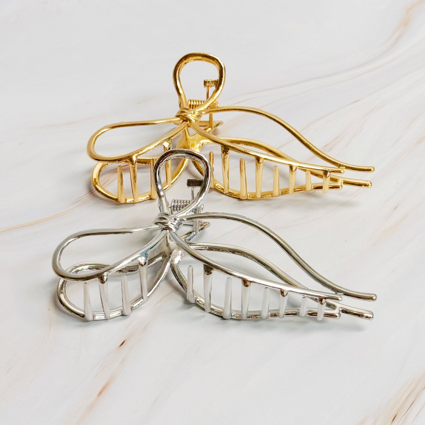Metal Bow Hair Claw Set Of 2 | Fashionable Hair Accessories - Toddcraft