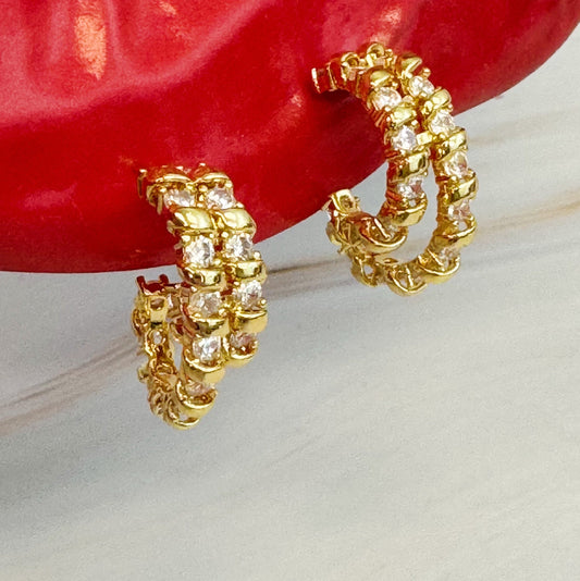Spiral Sparkle Double Hoop Earrings - Toddcraft