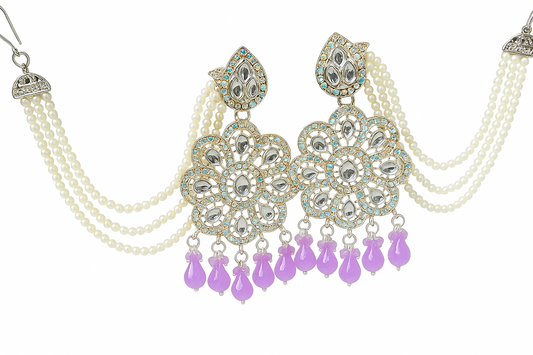 Bridal Wedding Wear Earrings with Pearls and Fancy Stone Accents