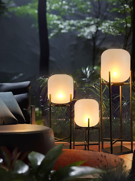 Modern Floor Lamps with Frosted Oval Glass Shades