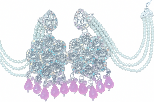 Elegant Party Earrings for Girls with Pearl Layers and Stones
