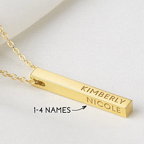 Personalized Mother Necklace, 4 Side Bar Necklace, Kids Names Necklace - Toddcraft