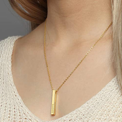 Personalized Mother Necklace, 4 Side Bar Necklace, Kids Names Necklace - Toddcraft