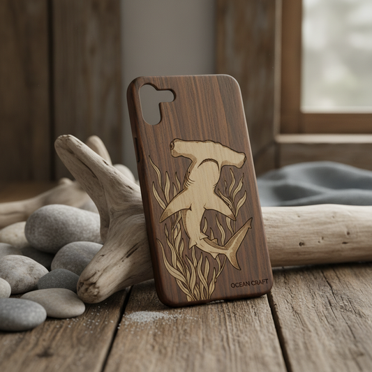 Hammerhead Shark Wood Phone Case Lifestyle