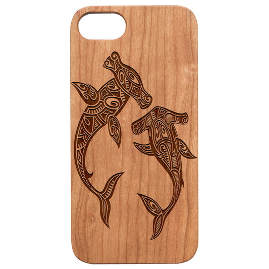 Hammerhead Shark Engraved Wood Phone Case - iPhone 12 Mini