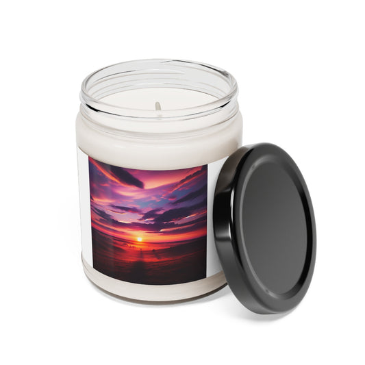 Sunset Scented Soy Wax Candle - Landscape Jar Candle for Nature Lovers, Lake, Scenery & Cloud Aromatherapy Gift