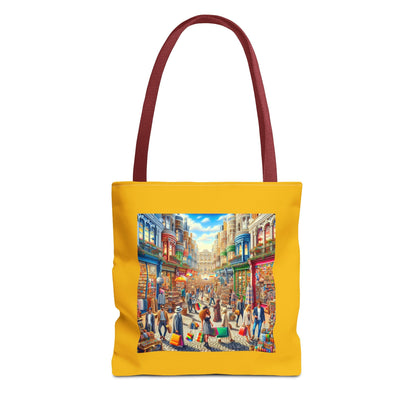Vintage-Inspired Yellow Canvas Tote: Trendy Art Shopping Bag for Women, Retro Digital Design - Toddcraft