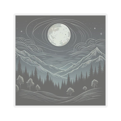 Enchanting Moon and Forest Night Scene Sticker for Water Bottles, Laptops, and Outdoor Enthusiasts - Toddcraft