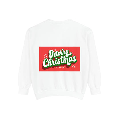 Merry Christmas Garment-Dyed Unisex Sweatshirt - Festive Holiday Crewneck Gift for Family