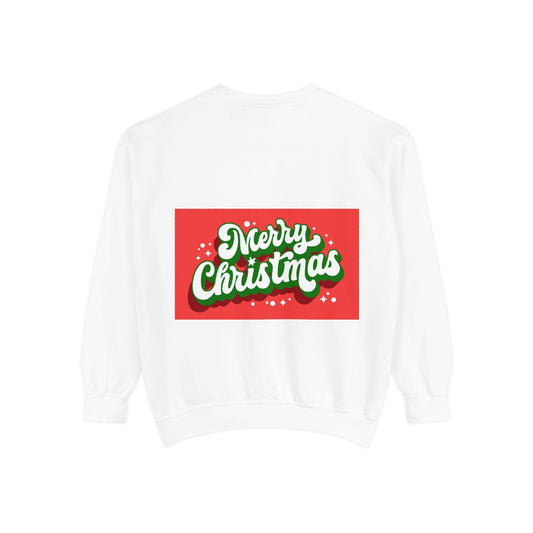 Merry Christmas Garment-Dyed Unisex Sweatshirt - Festive Holiday Crewneck Gift for Family
