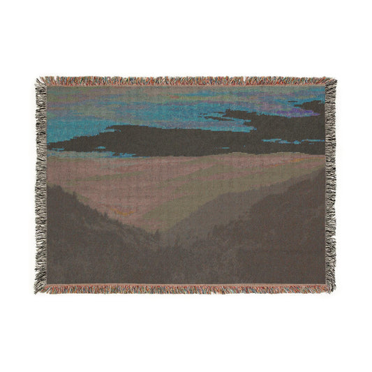 Mountain Landscape Throw Blanket Woven Cotton Cozy Picnic & Home Decor Gift for Nature Lovers