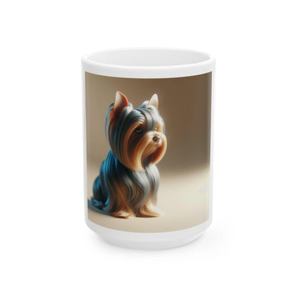 Yorkie Ceramic Mug - Cute Dog Portrait Coffee Cup for Pet Lovers, 11oz & 15oz Gift Idea