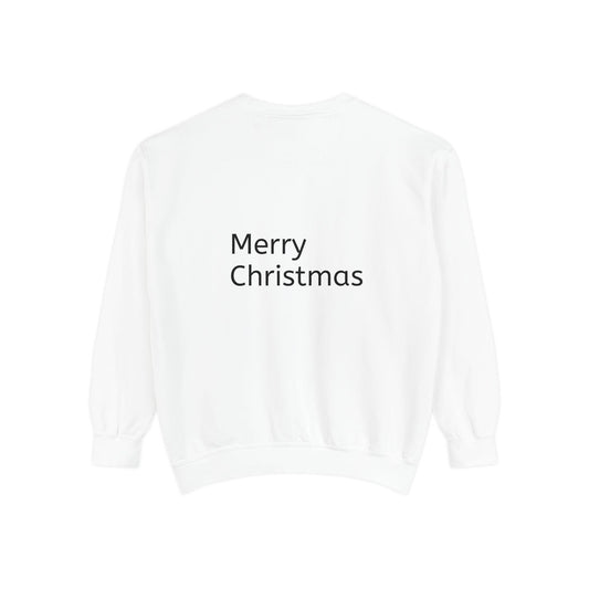 Vintage Inspired Garment-Dyed Unisex Sweatshirt - Merry & Bright Christmas Design with Holly Jolly Charm