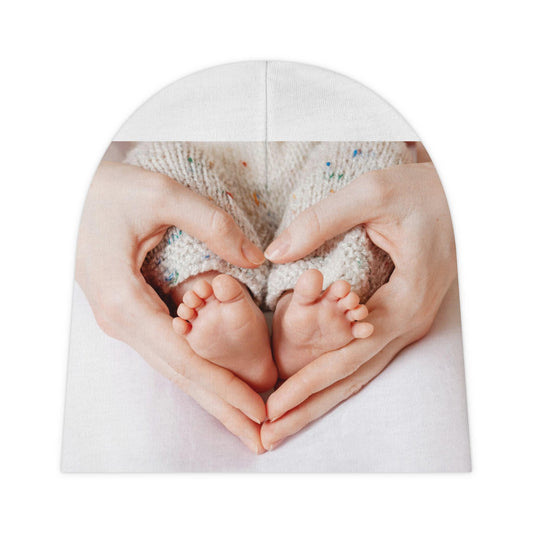 Vintage-Inspired Blessed Baby Beanie with Heart Design - Soft Newborn Hat for Winter & Shower Gifts