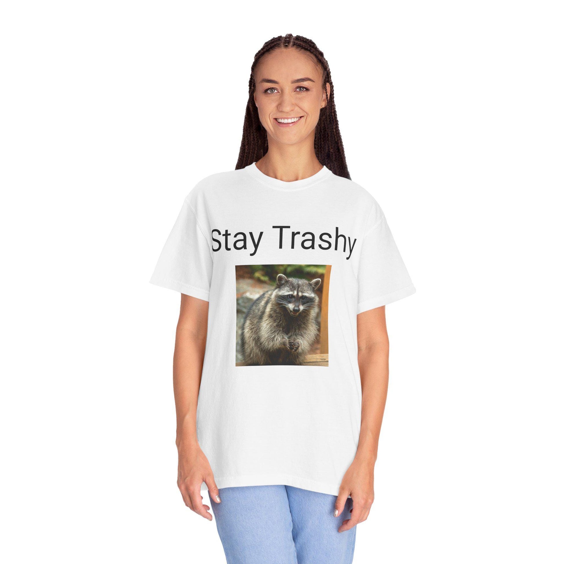 Eco-Friendly 'Stay Trashy' Unisex Garment-Dyed Tee | Quirky Animal Lover Gift | Casual Humor Shirt - Toddcraft