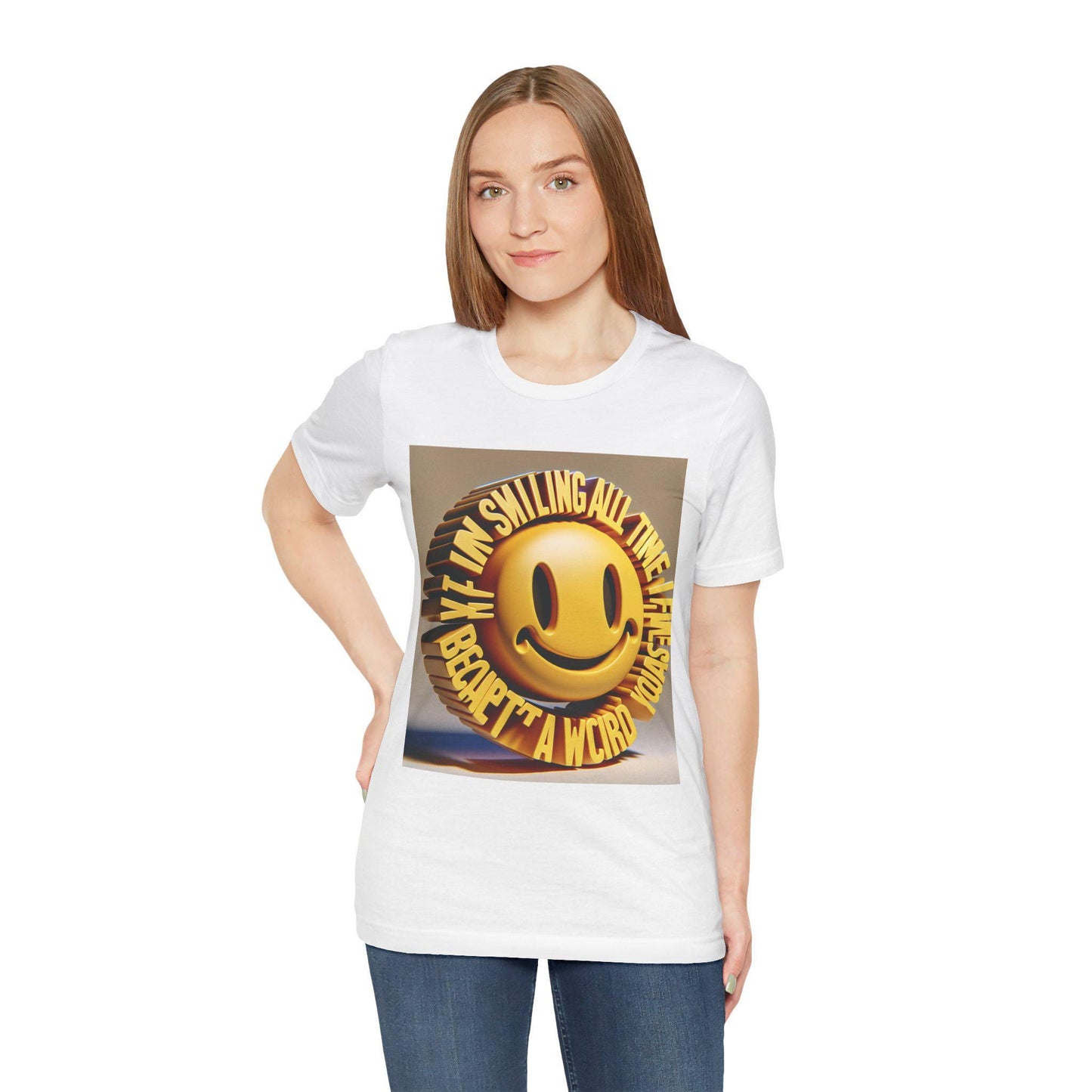 Uplifting Unisex Smiling Jersey Tee - Spread Positivity with Cheerful Vibes Apparel