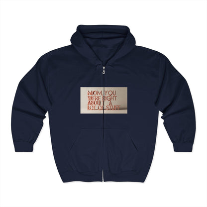 Cozy Mom Quote Hoodie: Funny Unisex Zip Sweatshirt for Birthdays, Celebrations & Casual Wear - Toddcraft