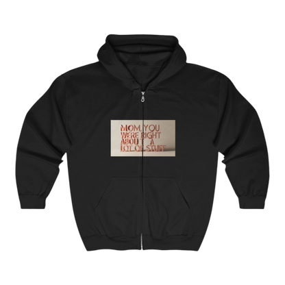 Cozy Mom Quote Hoodie: Funny Unisex Zip Sweatshirt for Birthdays, Celebrations & Casual Wear