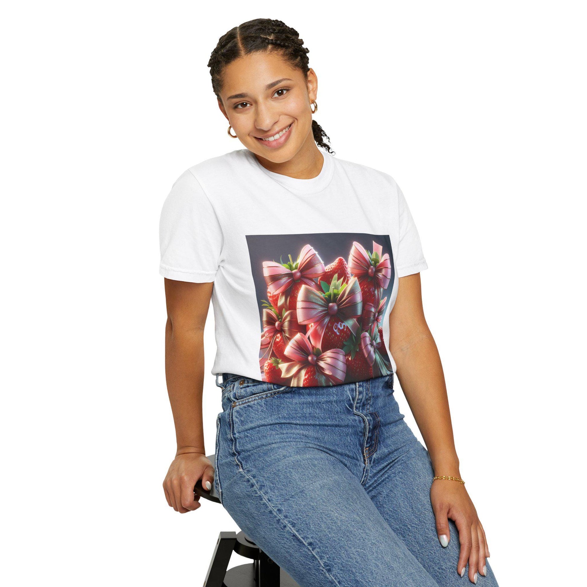 Strawberry Bow T-Shirt: Festive Summer Party Wear, Birthday Gift Idea, Casual Unisex Tee - Toddcraft