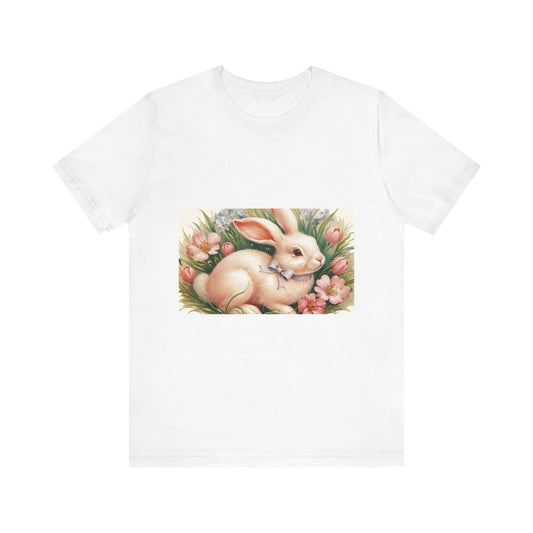 Floral Bunny Easter T-Shirt: Spring Short Sleeve Top with Cute Rabbit Design for Women - Toddcraft