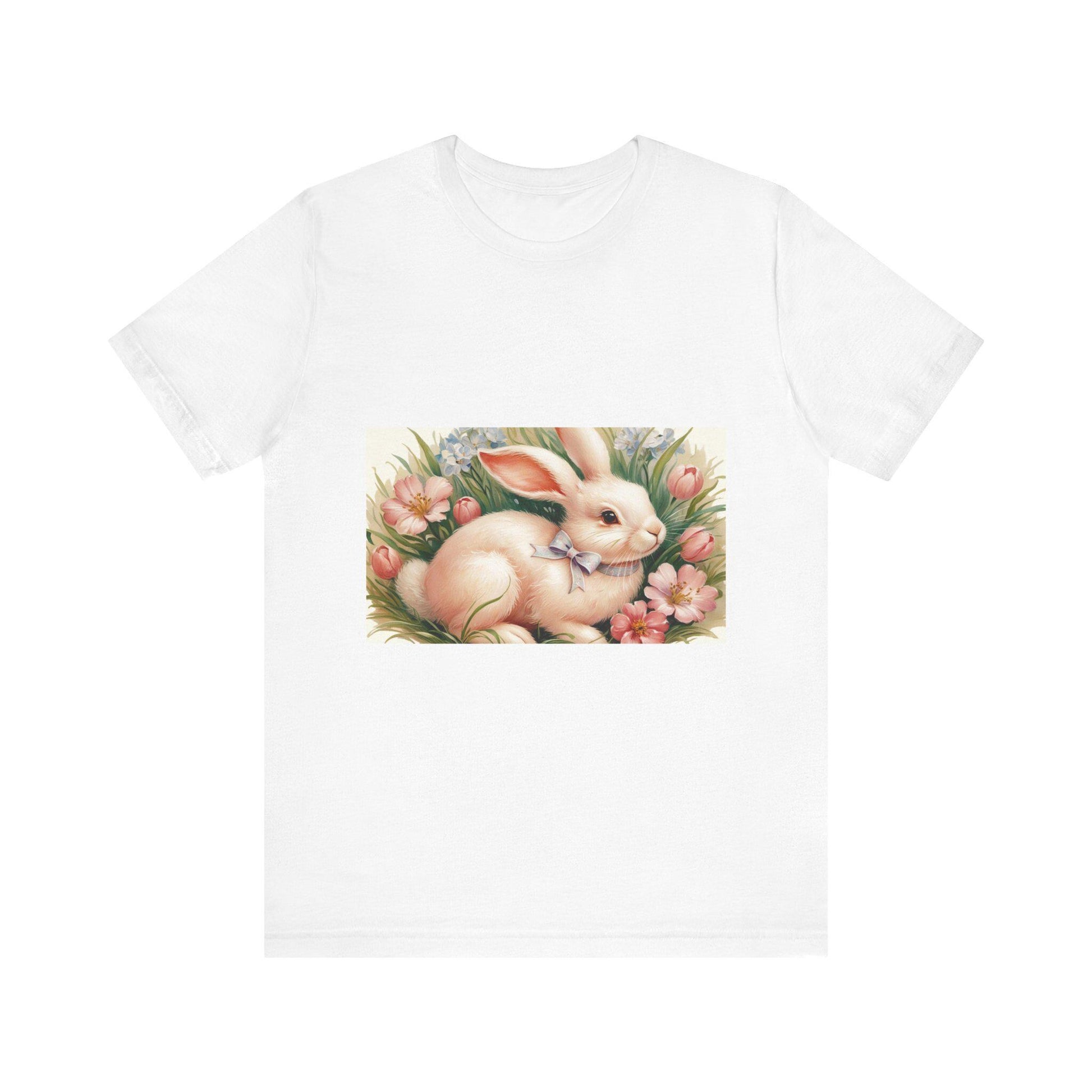 Floral Bunny Easter T-Shirt: Spring Short Sleeve Top with Cute Rabbit Design for Women - Toddcraft