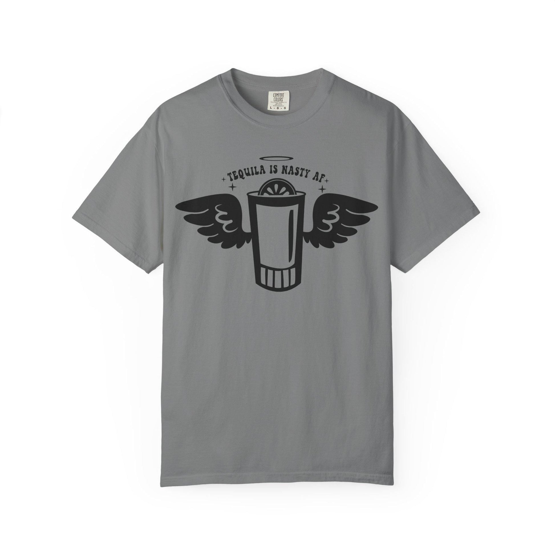 Tequila Lover Unisex Garment-Dyed T-Shirt  Funny Drinking Buddy Gift with Lime & Wings Glass Design - Toddcraft