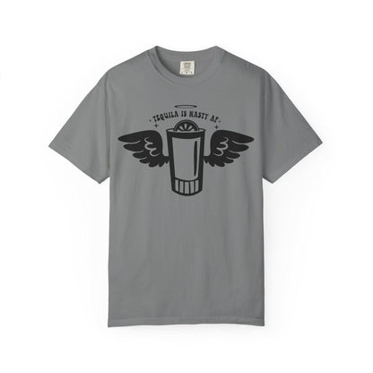 Tequila Lover Unisex Garment-Dyed T-Shirt  Funny Drinking Buddy Gift with Lime & Wings Glass Design - Toddcraft