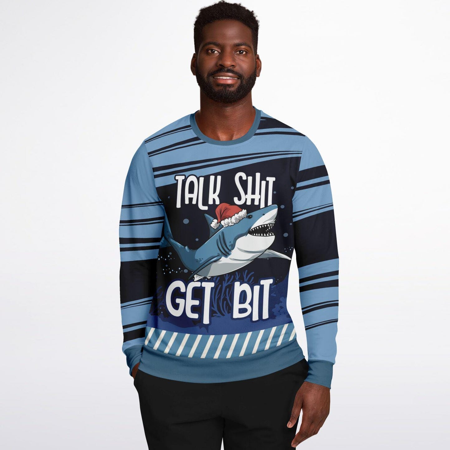 Shark Sweatshirt Funny Talk Shit Get Bit Hoodie with Santa Hat  Humorous Adult Gift & Grown Kids Subliminal Images - Toddcraft
