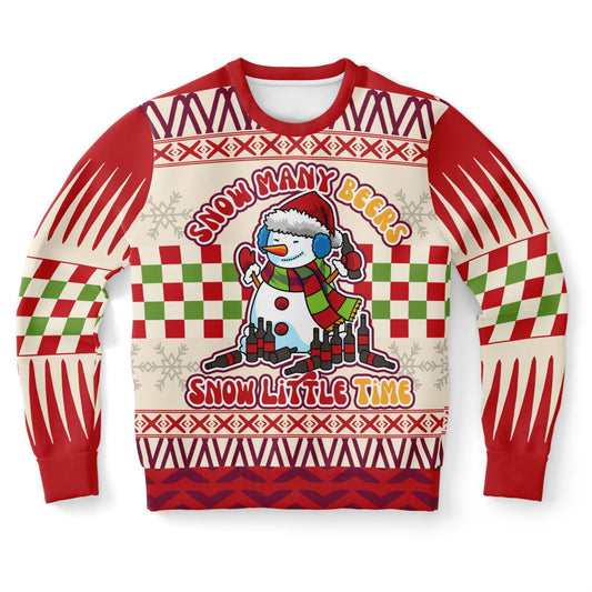 Funny Christmas Beer Sweatshirt  Snowman Many Beers Snow Little Time Shirt  Holiday Drinking Sweater  Winter Party Gift for Beer Lovers - Toddcraft