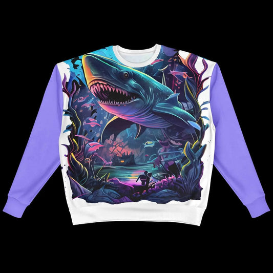 Shark Oversized Sweatshirt Heavyweight Pullover AOP Graphic Hoodie Casual Loose Fit Cozy Top - Toddcraft
